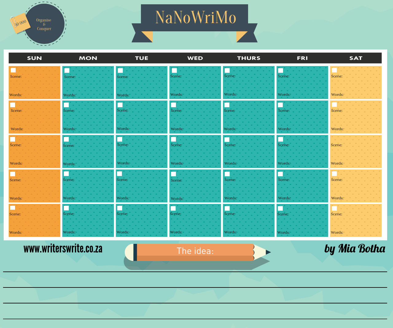 Perennial NaNoWriMo Calendar - Writers Write